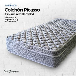 Conjunto Sommier: Colchón Suavegom Merit + Box Vasenian 80x190 1 Plaza  Espuma Alta densidad 30kg/m3