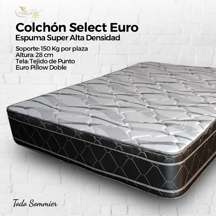 Colchón Espuma Natural Soft Select 2 Plazas (140×190×28) Para 150 kg por  lado